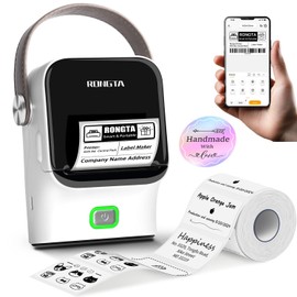 Rongta 2 Inch Label Maker Machine with Tape, Thermal Label Printer Easy Use for Office, Home, Business, Portable Bluetooth Label Maker with 2'' x1.18'' Labels-230pcs/Roll, R22 (White)
