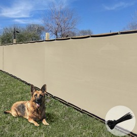 E&K Sunrise 5' x 100' Privacy Fence Screen with Grommets, Outdoor Windscreen Fence Covering Privacy Screen UV Blockage for Backyard Garden Patio, Zip Ties Included (Beige)