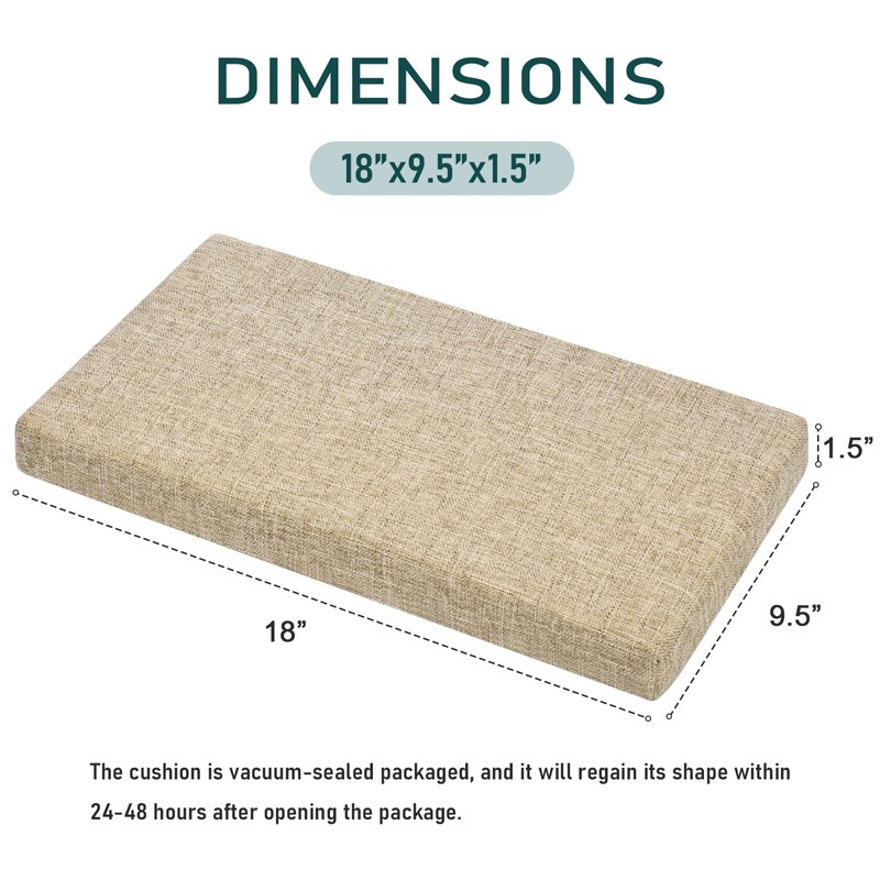 baibu Set of 2 Memory Foam Rectangle Bench Stool Cushion,