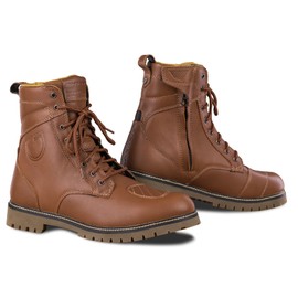 SHIMA Thomson, Men's Motorcycle Shoes | Reinforced Leather Motorcycle Shoes, Ankle Support, Non-Slip Sole, Gear Shift Handle (Brown, 41)