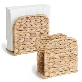 2 PC Wicker Napkin Holder for Table – Handwoven Wicker Farmhouse Napkin Dispenser for Kitchen Countertop, Dining Room & Bar – Sleek Arch Paper Napkin Stand Holder for Cocktail, Luncheon & Dinner