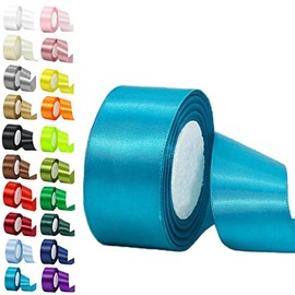 50mm Wide Peacock Blue Ribbon - 22M 2Inch Blue Fabric Satin Solid Decorative Large Thick Ribbon for Gift Wrapping, Wedding, Car, Sewing, Floral, Xmas Presents