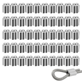 Rope Clamp 4 mm, Pack of 50 Aluminium Rope Clamps, Aluminium Crimping Loop, Choke Clamps, for Expander Rope, Tarpaulin Rope and Rubber Rope, Corrosion Resistant and High-Quality Aluminium Clamps