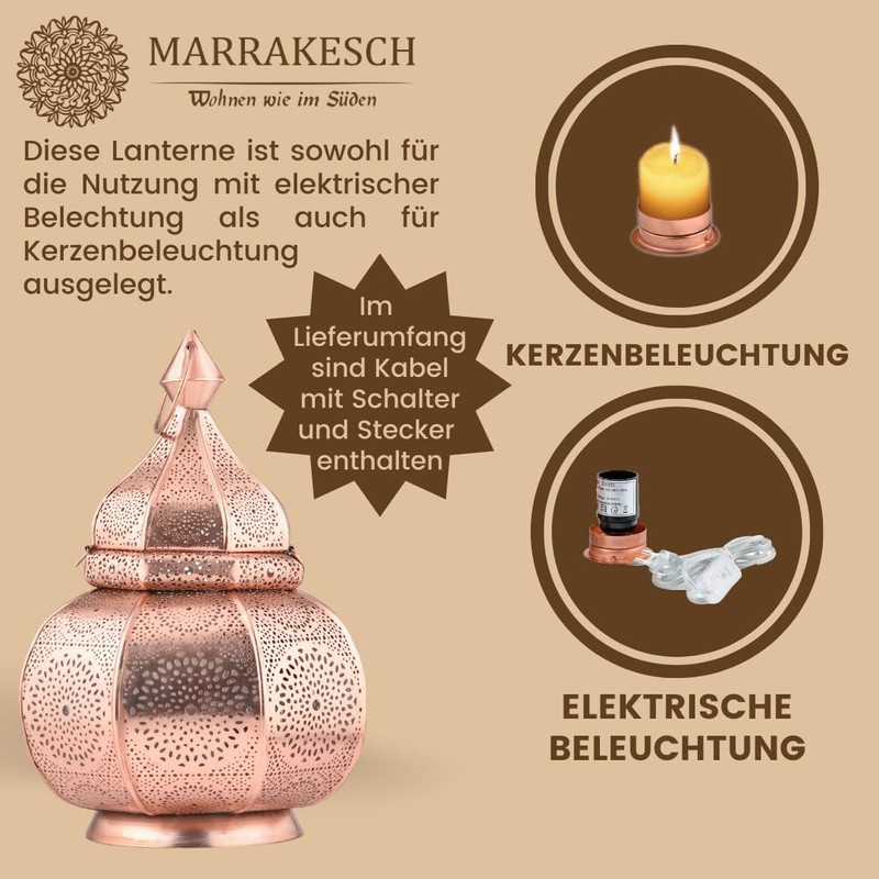 Marrakech Lamp and Lantern in One Metal 30 cm Large