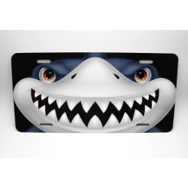 DIGIART INTERNATIONAL SHARK SMILEY FACE TEETH METAL CAR LICENSE PLATE AUTOTAG. SHARK CAR LICENSE PLATE