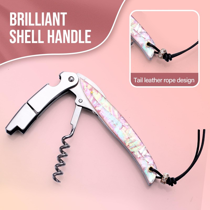 Drincarier Shell Handle Waiter Corkscrews-Wine Openers,Corkscrew Bottle Openers,3-in-1 Wine Key
