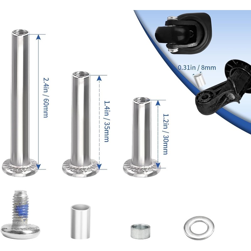 45mm Luggage Wheels Replacement with Ball Bearing, 4pcs Swivel Caster