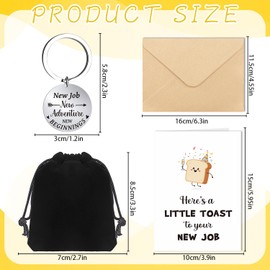 Luvart New Job Cards with Keyring - Good Luck New Job Cards with Little Toast, New Job New Beginnings Keyring, Funny New Job Gifts for Friends, Congratulations on Your New Job Gifts