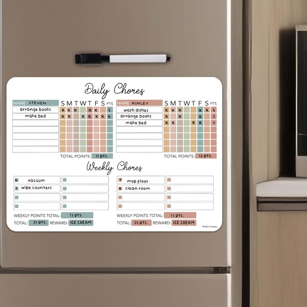 Boho Dry Erase Chore Chart for Kids Multiple Kids -