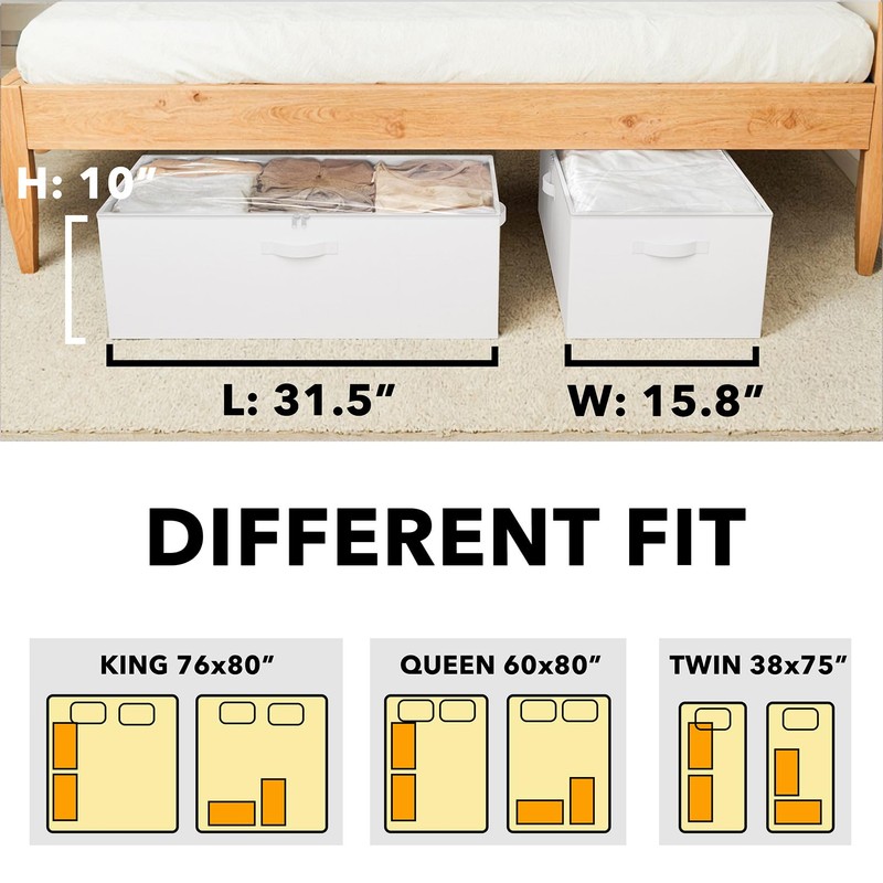 SpaceAid 2 Pack 10" High Under Bed Storage Containers, Large