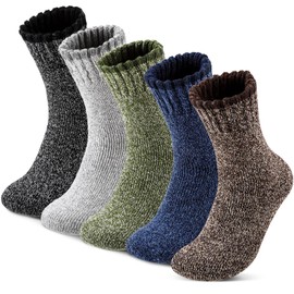Lvefyti 5 Pairs of Men's Warm Socks, Winter Thick Thermal Socks, Wool Socks, Winter Socks, Hiking Socks, Breathable Warm Thermal Socks for Hiking, Home, Leisure, Sports, multicoloured