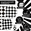 196Pcs Black White Checkered Race Car Party Supplies for 24