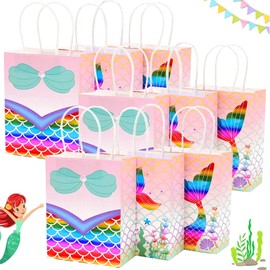 PhoenixDN Pack of 9 Mermaid Gift Bags, Goodies Party Bags, Mermaid Party Bags, Kids Girls Birthday Party Giveaways Party Bags