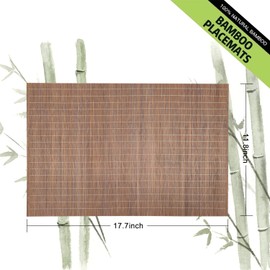 ANDSTAR Set of 8 Natural Bamboo Placemat Heat-Resistant Place Mat Stain Resistant Anti-Skid Washable Bamboo Table Mat Placemat Kitchen Table mat for Kitchen Dinning Room Table Decor(Coffee)