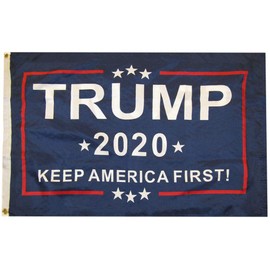 Trade Winds Trump2020 Keep America First! KAF! Blue Stars Double Sided 100D Woven Poly Nylon Flag 2x3 2'x3' Banner Grommets Heavy Duty (RUF)