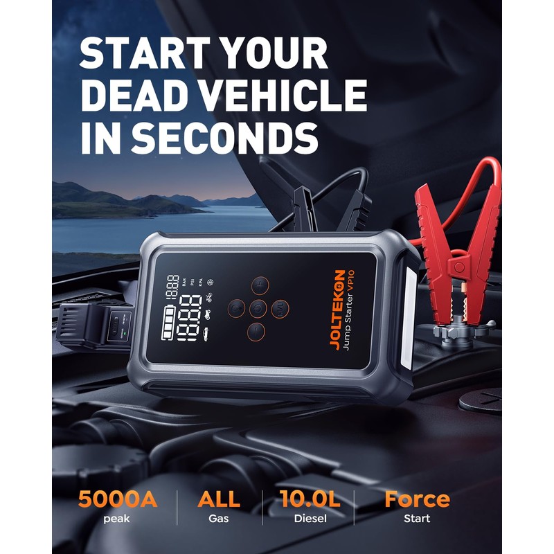 Joltekon Jump Starter with Air Compressor, 5000A Portable Car Battery