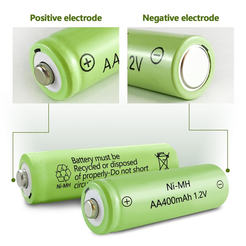 JINTION Solar Rechargeable Ni-MH AA Batteries Double A 400 mAh
