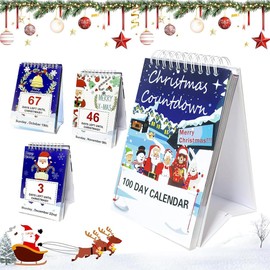 100 Day Christmas Countdown Calendar 2025, Advent Calendar 2025, Desktop Advent Calendar for Home Office Room Decor, Christmas Count Down Gift (White)