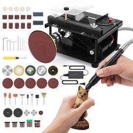 Mini Table Saw, 100W Portable Small Desktop Electric Saw, Speed & Angle Adjustable 30MM Cutting Depth, Precision Hobby TableSaw with Belt Sander for Wood Craft, Woodworking, Model Making