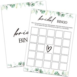 HQLOW Bridal Shower Bingo Bridal Bingo Wedding Shower Games Bridal Shower Games 30 Guests for Engagement Wedding Party, Bridal Games for Showers (Eucalyptus Botanical) -0005