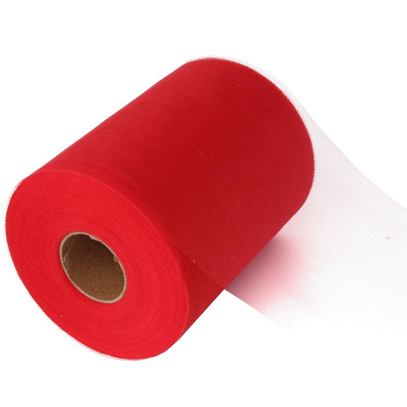 Bobina de tul rojo de 6 pulgadas x 100 yardas