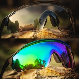 Enri Riding Glasses: Outdoor Sports Fashion Sunglasses - Unisex, Windproof, Photochromic UV Bicolor Type-Blue Purple 2ea