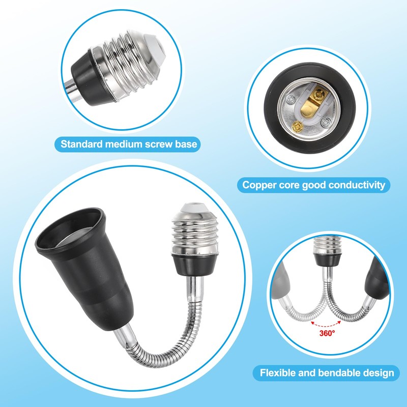 PATIKIL 15.7 Inch E26/E27 Light Socket Extender, 2 Pcs Flexible