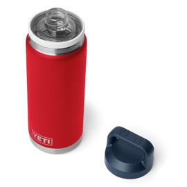 YETI Rambler 26 oz Bottle, Vacuum Insulated, Leakproof, Stainless Steel with Chug Cap, Rescue Red/White/Navy