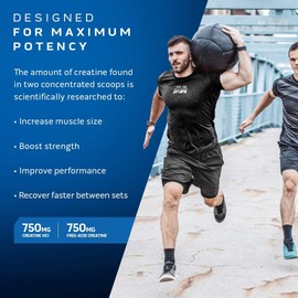 Muscletech Creatine Powder, Cell-Tech Creactor Creatine HCl, Post Workout Muscle Builder for Men and Women, Creatine HCl plus Free-Acid Creatine, Creatine Supplements, Icy Rocket Freeze (120 Servings), 256 g (Pack of 1)