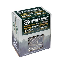 Timber Wolf TW50070 Woodscrews - 5.0 x 70mm - Box of 100, Zinc & Yellow (Gold)