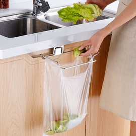 OYSIR Large Stainless Steel Trash Bag Holder for Kitchen Cabinets Doors and Cupboards, Under Sink Bag Holder, Garbage Bag Holder, Waste Can, Kitchen Trash Cans