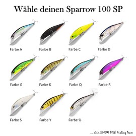 Wobbler Sparrow 100SP in Colour Q 10 cm Bait for Fishing for Perch, Zander, Pike & Co., Flat-Running