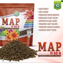 11-52-0 MAP Fertilizer - Made in USA - Nitrogen and Phosphorus Plant Food for Indoor/Outdoor Plants & Flower Gardens - Promotes Vigorous Growth and Big Blooms!
