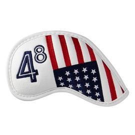 American Flag Golf Wedge Head Cover, US Flag Wedge Cover 48 for All Brand - Premium Leather Golf Iron Club Head Cover Headcover for Men
