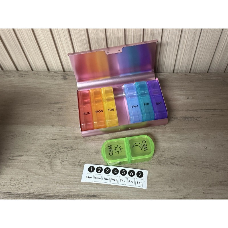Zannaki Metal XL Weekly Pill Organizer 2 Times A Day