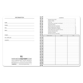 BookFactory Home Inventory Record Book/Home Inventory Log Book/Notebook - Wire-O, 100 Pages, 8.5'' x 11'' (RX) (Made in USA)