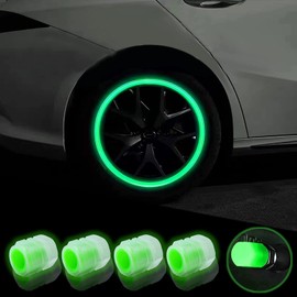 8 Pieces Car Tyre Dust Caps Fluorescent Tyre Valve Caps Fashion Luminous Universal Car Bike Dust Caps for Car Motorcycle SUV and Bicycles Glow in the Dark