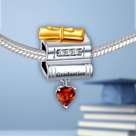 Annmors 925 Sterling Silver Charms Wise Book Cap Graduation fit Bracelets Necklaces Dangle Beads with 5A Cubic Zirconia Christmas Valentine Mother's Day Gift for Women