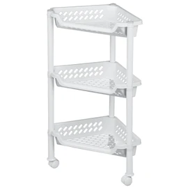 Plast Team Triangular Trolley with 3 Baskets, White, One Size