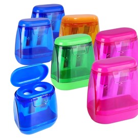 XALXVEX 7 Pack Manual Pencil Sharpeners Dual Hole, Compact, & Portable Design 4 Bright Colors, Easy Clean for Pencils, Crayons