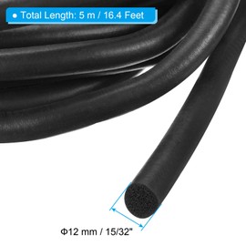 PATIKIL 15/32 Zoll x 16,4 Fuß Backer Rod, Schaumstoff-Seil Dichtungsmasse Riss Fugenfüller Rolle Dichtungsstreifen für Hausbau, Schwarz