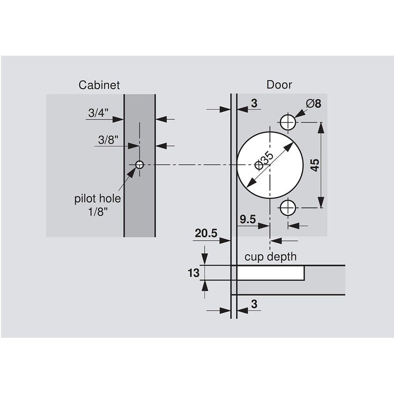 Blum 39C355B.24 Compact BLUMOTION 39C Hinge, Soft-Close, 110 Degree, 1-1/2