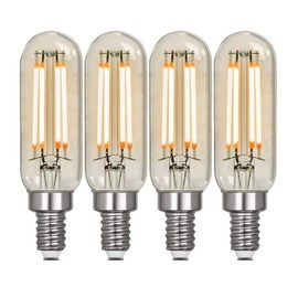 Feit Electric Dimmable T6 Clear Glass E12 Candelabra Straight Filament Edison LED Light Bulb, 40-Watt Equivalent (Warm White - 2100K)