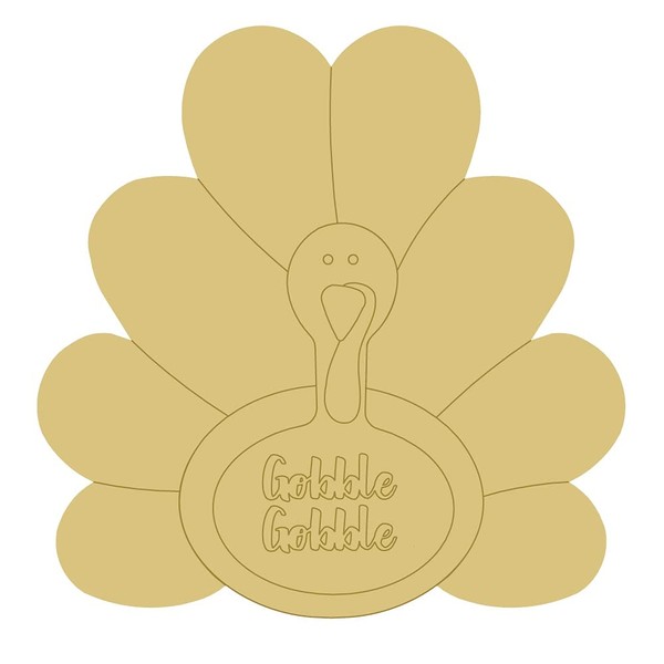 Turkey Design by Lines Cutout Unfinished Wood Santa Christmas Holiday