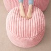 HIGOGOGO Round Stuffed Pouf Ottoman, Stripe Faux Fur Poufs with