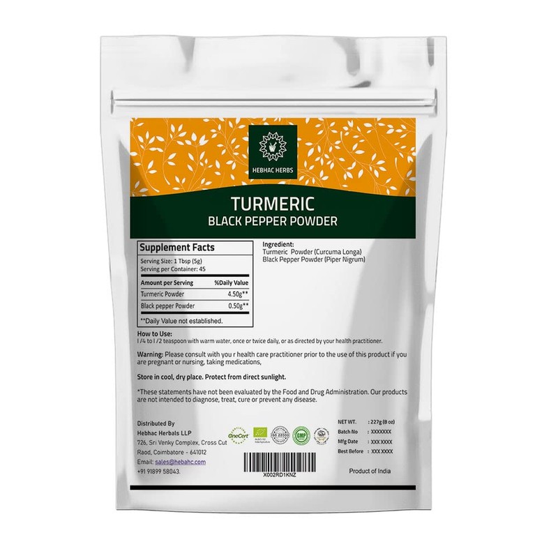 Turmeric Curcumin with Black Pepper Powder 227g (8oz) - Instant