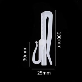 WOVTE Curtain Hooks, Adjuster Hooks, Supports 3 Sizes of Lengths (2.8 / 3.3 / 3.9 inches (70 / 85 / 100 mm), Pack of 50, Inspected Resin, Reinforced Load Capacity, For Home and Commercial Use
