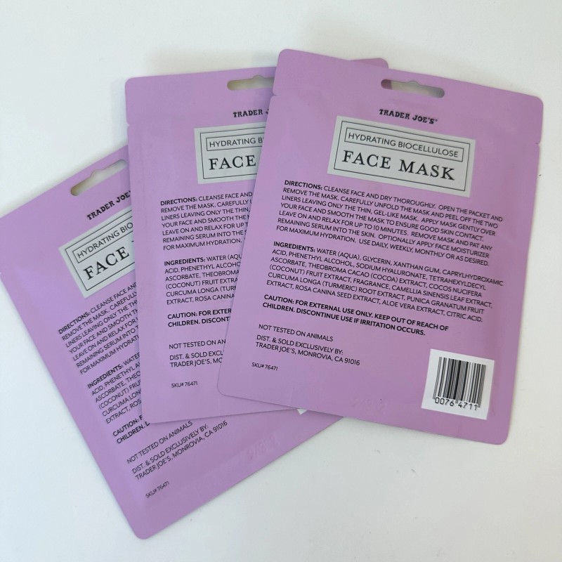 Trader Joe's 3 Pack New Trader Joe's Hydrating Biocellulose Face