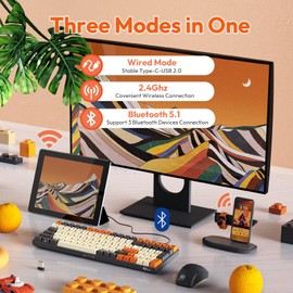 RK ROYAL KLUDGE RK100 Wireless Mechanical Keyboard RGB Backlit Bluetooth5.1/2.4G/Wired 96% Full Size 100-Key Hot Swappable Gaming Keyboard Blue Switch Carbon