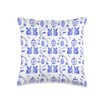 Preppy Blue & White Toile French Bulldogs, Frenchie Throw Pillow